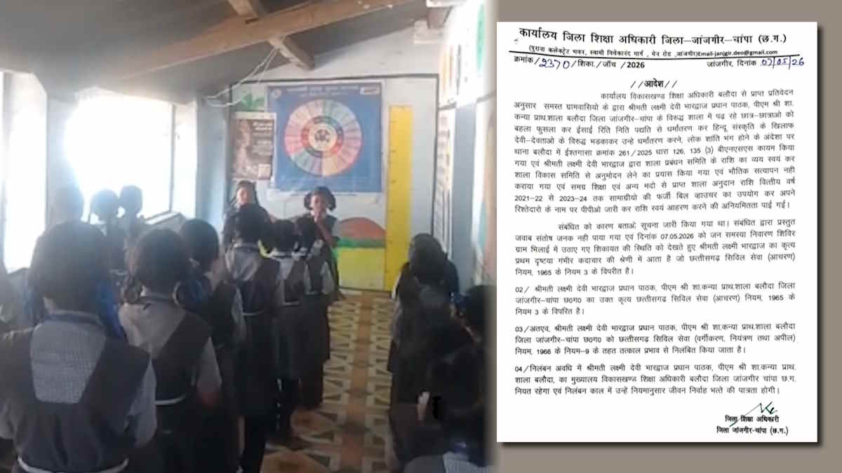जांजगीर: नाम ‘लक्ष्मी देवी’ और पढ़ा रही थीं ‘हाले लुइया’! शिकायत पर डीईओ ने हेड मास्टर को किया निलंबित