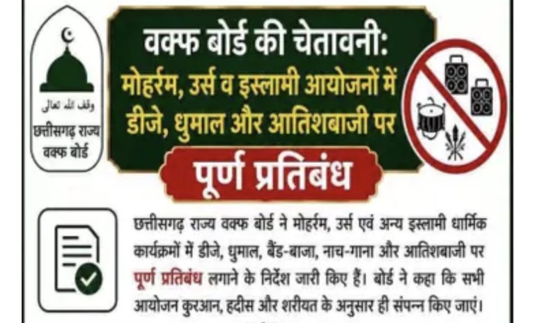 छत्तीसगढ़: प्रदेश में मोहर्रम-उर्स में DJ, बैंड बाजा और आतिशबाजी पर रोक