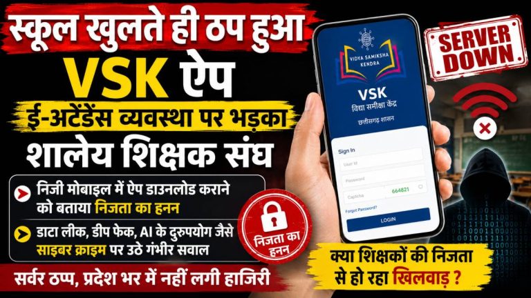 छत्तीसगढ़: स्कूल खुलते ही ठप हुआ VSK ऐप, दर्ज नहीं हो सकी कई जिलों में शिक्षकों की उपस्थिति; भड़का शालेय शिक्षक संघ
