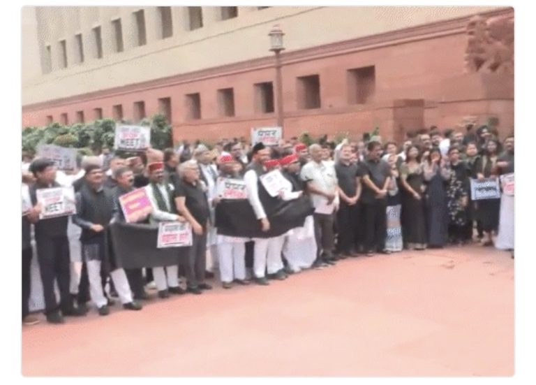 कॉकरोच पार्टी समर्थकों पर लाठीचार्ज के मुद्दे पर संसद में जोरदार हंगामा, काले कपड़े पहनकर पहुंचे कांग्रेस सांसद