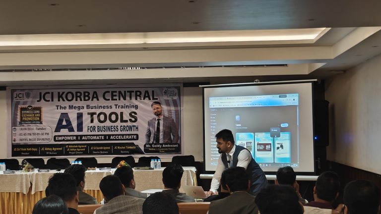 जेसीआई कोरबा सेंट्रल ने किया मेगा एआई बिजनेस ट्रेनिंग का आयोजन